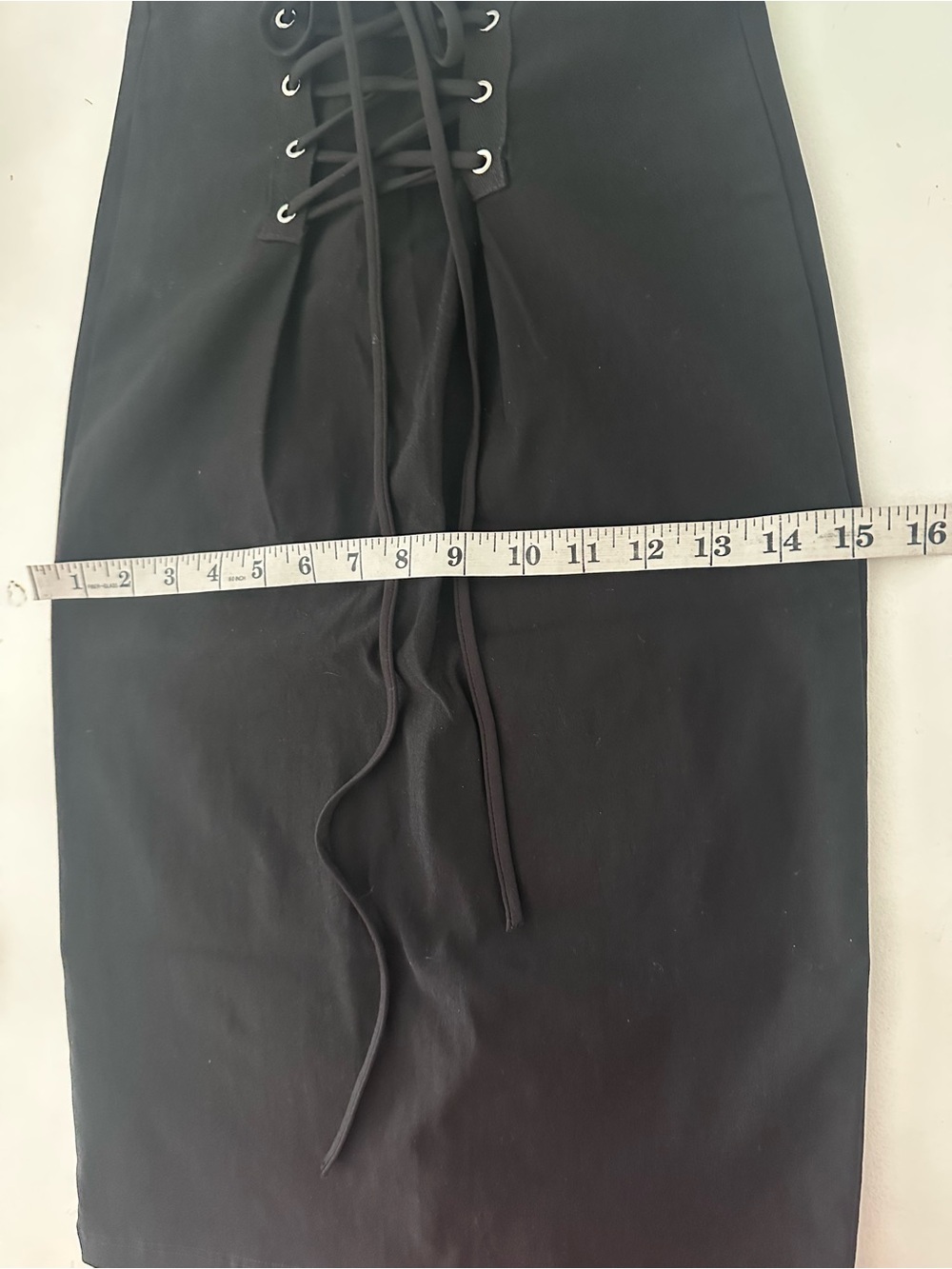 Vintage 90s Klaxons Black Corset Lace-Up High Waist Pencil Skirt Size Small Goth - Picture 10 of 11